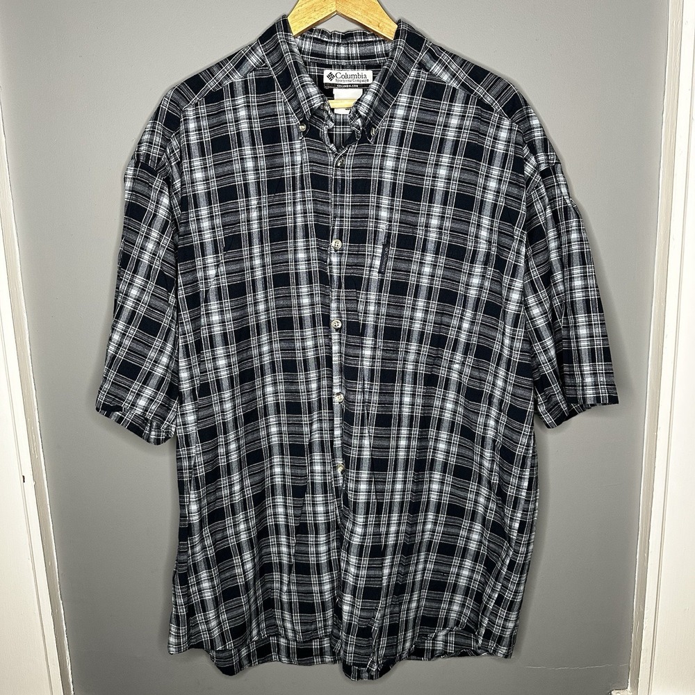 Columbia Mens Shirt XXL Regular Fit‎ Plaid Button Up Pocket Madras Short Sleeve